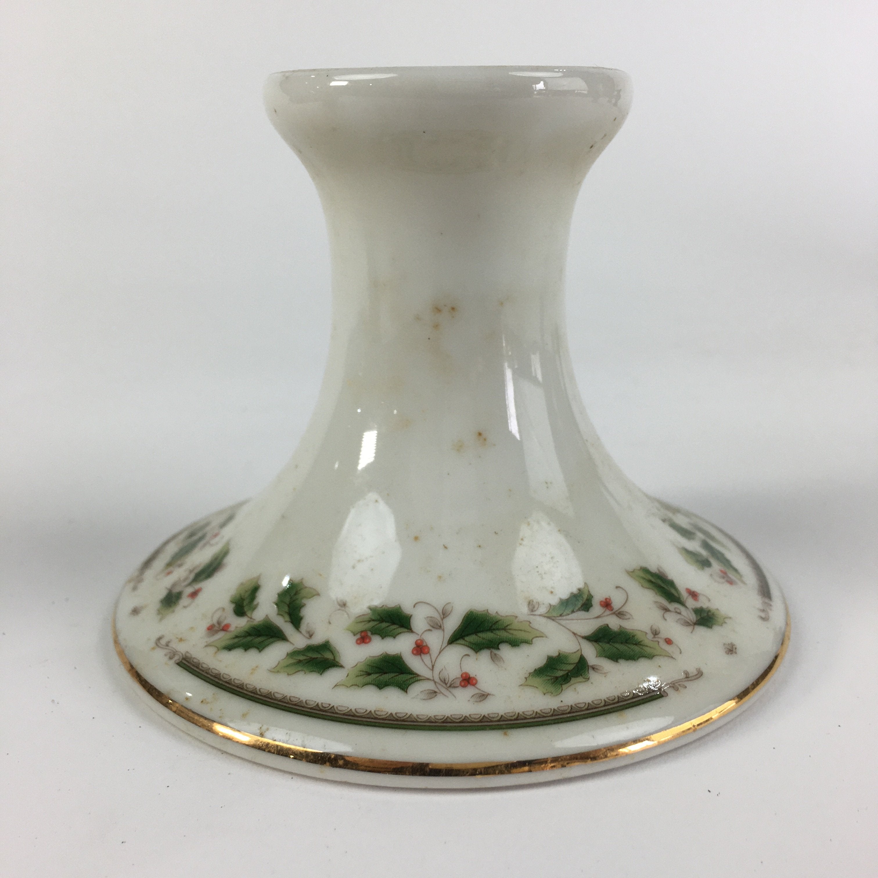 Japanese Porcelain Candlestick holder Vtg Royal Limited Holly Holiday PP457