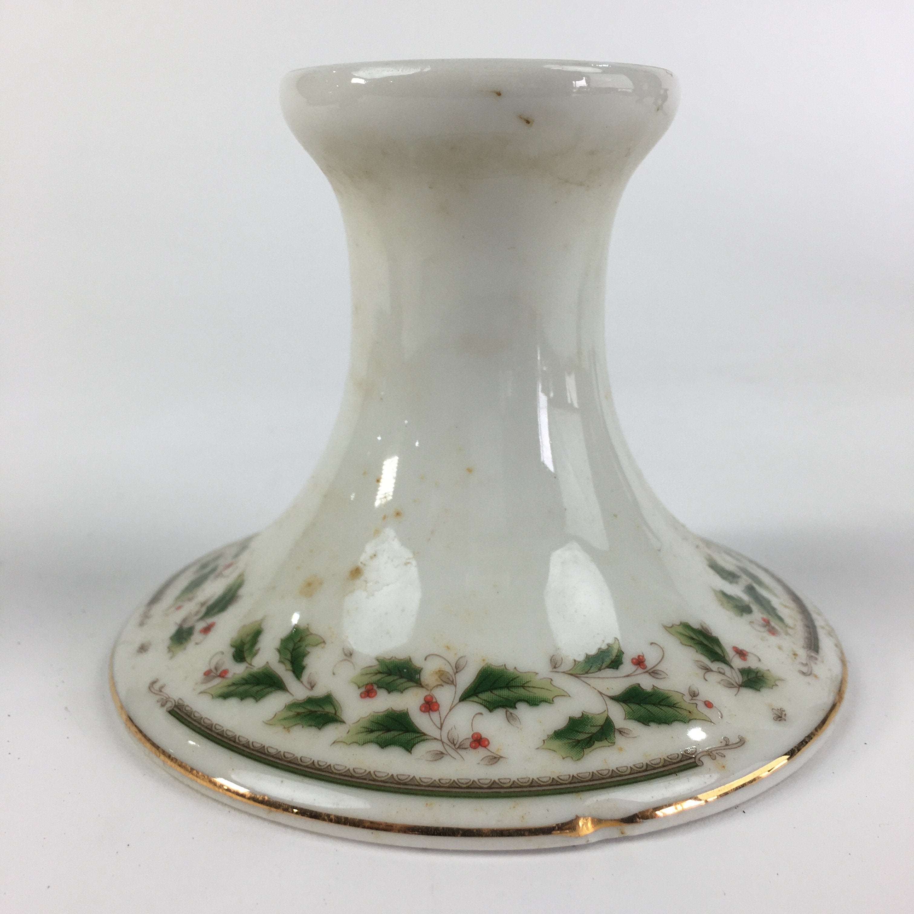 Japanese Porcelain Candlestick holder Vtg Royal Limited Holly Holiday PP457
