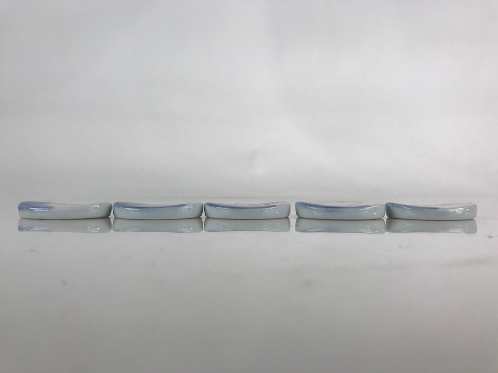 Japanese Porcelain Chopstick Rest Holder 5pc Set Vtg Bellflower Hashioki CR268