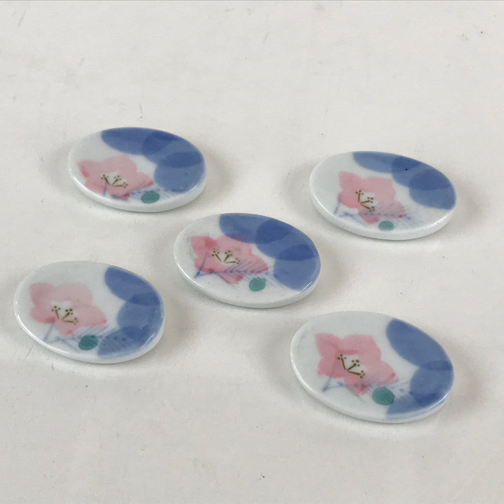 Japanese Porcelain Chopstick Rest Holder 5pc Set Vtg Bellflower Hashioki CR268