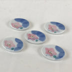 Japanese Porcelain Chopstick Rest Holder 5pc Set Vtg Bellflower Hashioki CR268