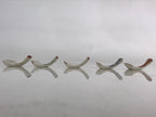 Japanese Porcelain Chopstick Rest Holder 5pc Set Vtg Folding Fan Hashioki CR267