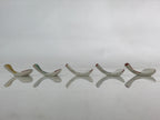 Japanese Porcelain Chopstick Rest Holder 5pc Set Vtg Folding Fan Hashioki CR267