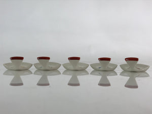 Japanese Porcelain Chopstick Rest Holder 5pc Set Vtg Folding Fan Hashioki CR267