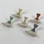 Japanese Porcelain Chopstick Rest Holder 5pc Set Vtg Folding Fan Hashioki CR267