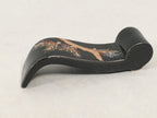 Japanese Porcelain Chopstick Rest Holder Vtg Black Gold Pine Tree Scroll CR196