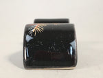 Japanese Porcelain Chopstick Rest Holder Vtg Black Gold Pine Tree Scroll CR196