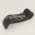 Japanese Porcelain Chopstick Rest Holder Vtg Black Gold Pine Tree Scroll CR196