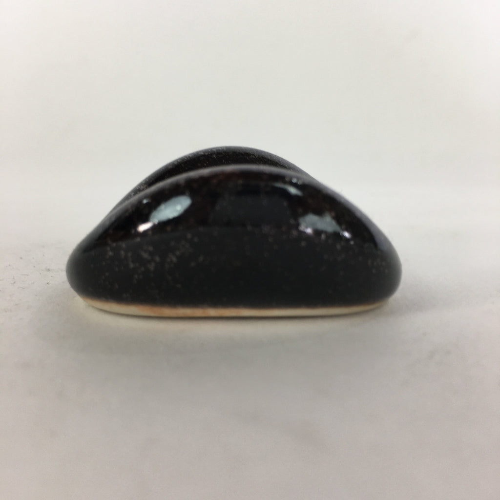 Japanese Porcelain Chopstick Rest Holder Vtg Black Round Shape Hashioki CR255