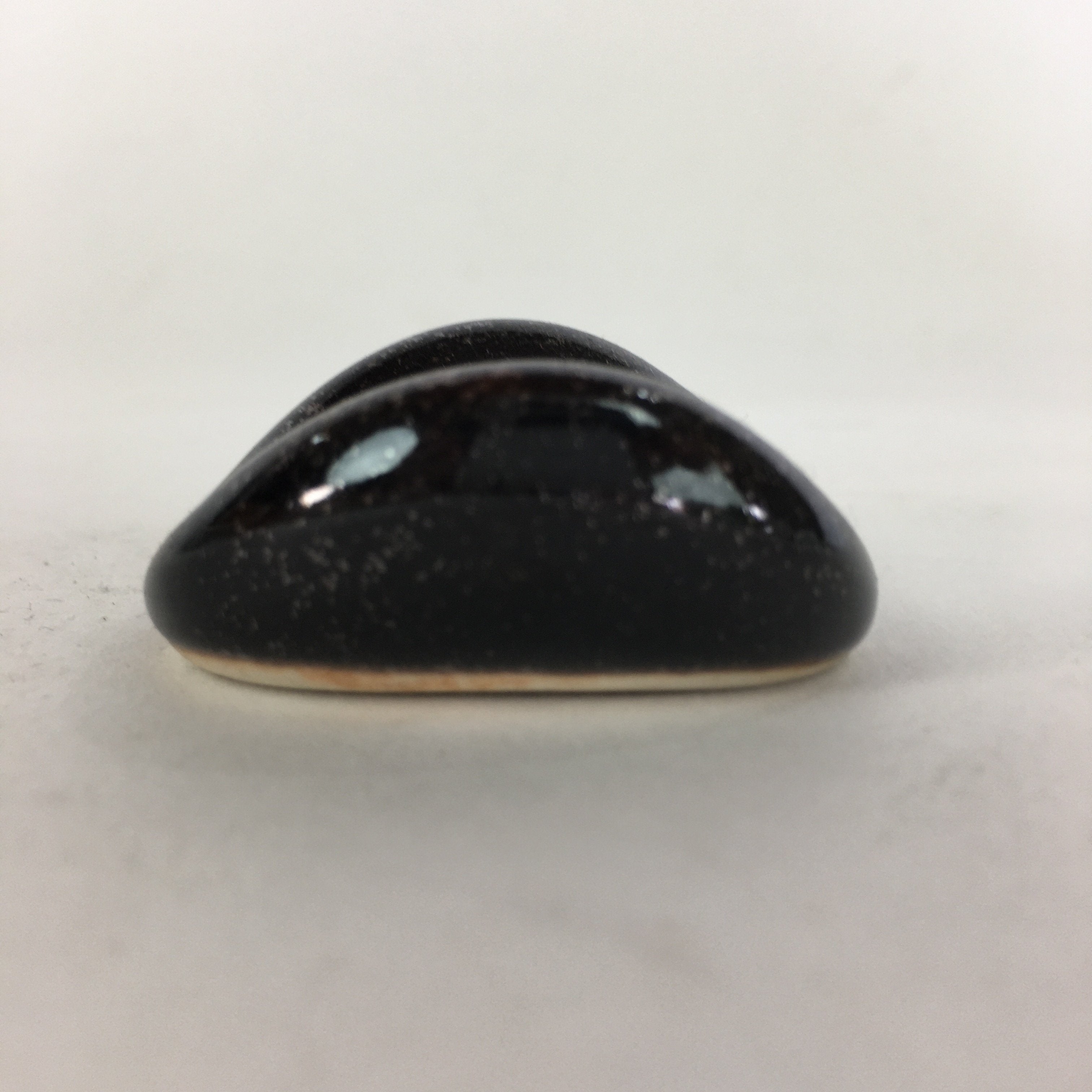 Japanese Porcelain Chopstick Rest Holder Vtg Black Round Shape Hashioki CR255