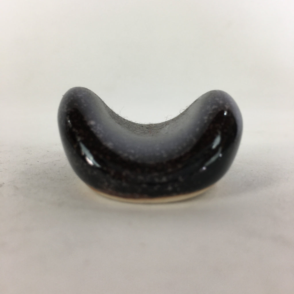 Japanese Porcelain Chopstick Rest Holder Vtg Black Round Shape Hashioki CR255