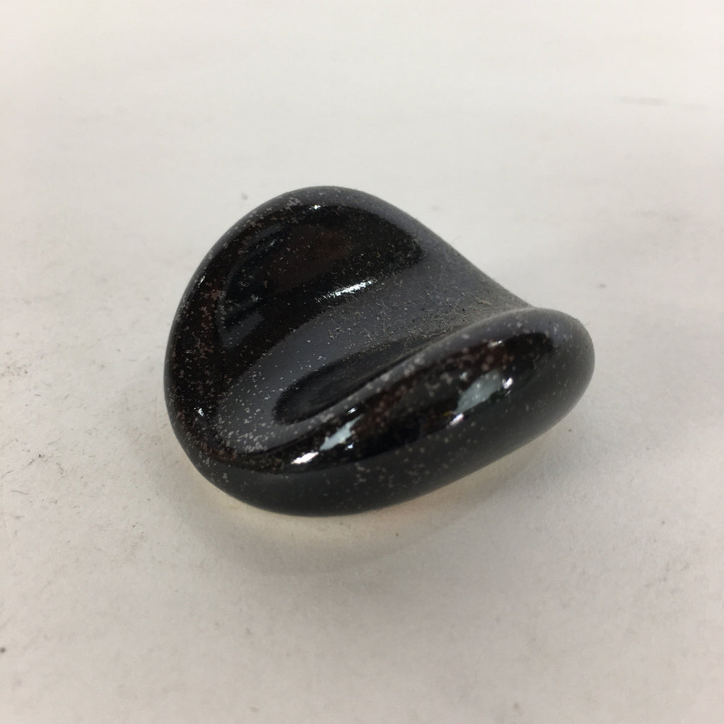 Japanese Porcelain Chopstick Rest Holder Vtg Black Round Shape Hashioki CR255