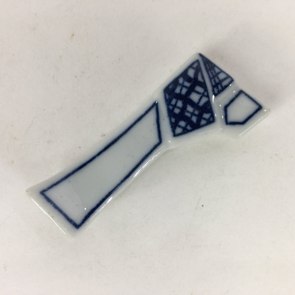 Japanese Porcelain Chopstick Rest Holder Vtg Blue Ribbon Tied Shape Hashioki CR2