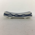 Japanese Porcelain Chopstick Rest Holder Vtg Blue Sometsuke Lines Hashioki CR248