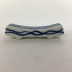 Japanese Porcelain Chopstick Rest Holder Vtg Blue Sometsuke Lines Hashioki CR248