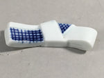 Japanese Porcelain Chopstick Rest Holder Vtg Blue White Sometsuke Tie CR191