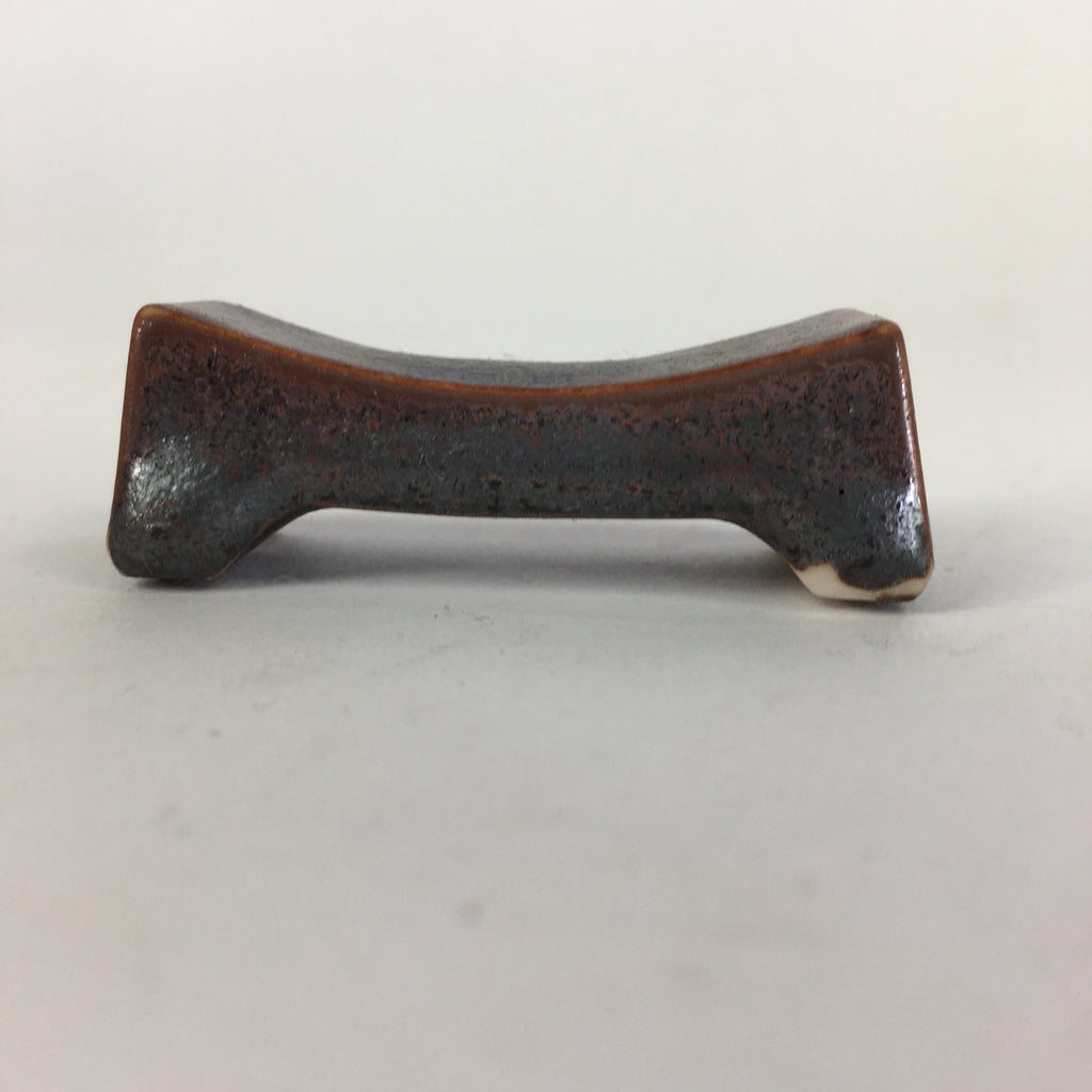 Japanese Porcelain Chopstick Rest Holder Vtg Brown Bridge Girder Shape Hashioki