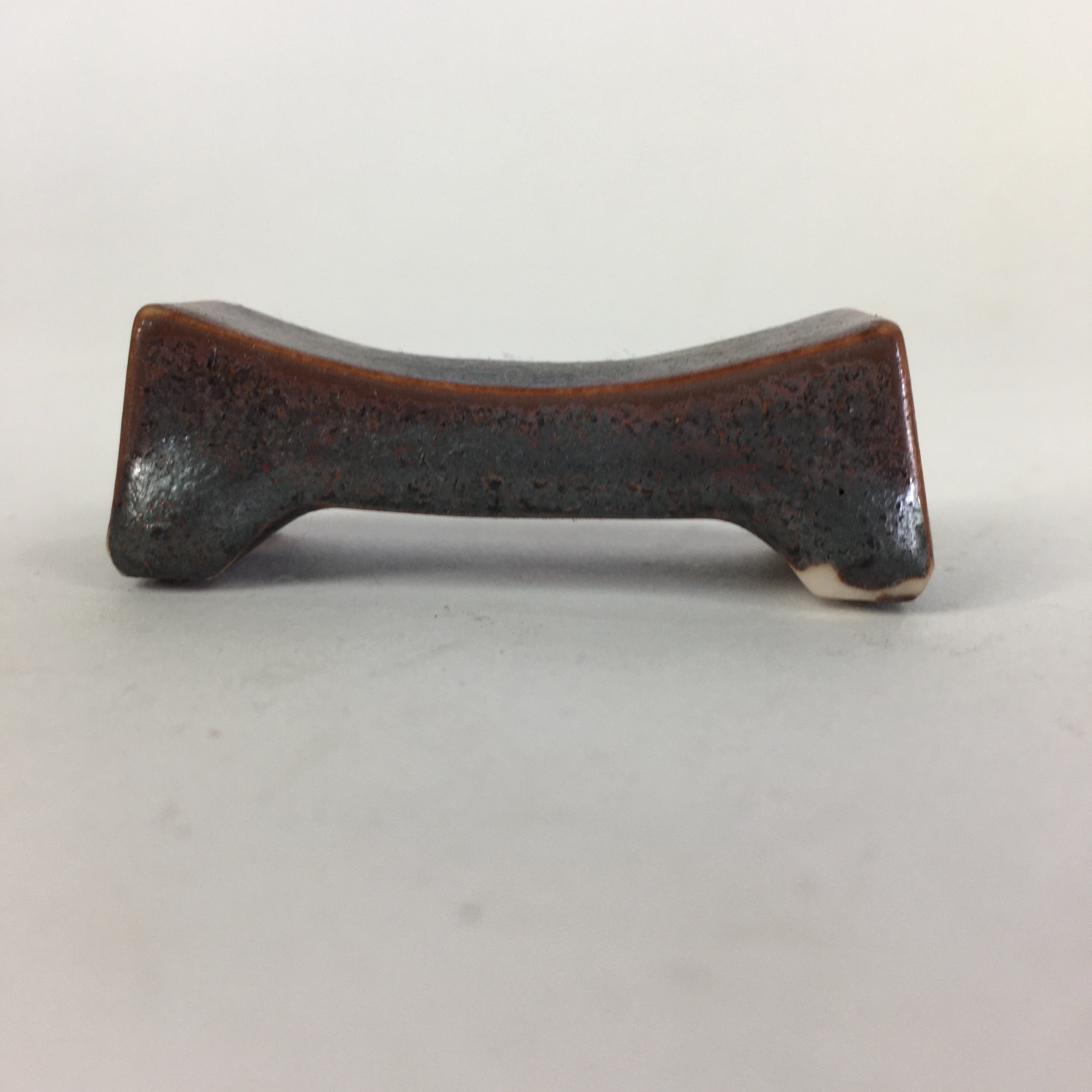 Japanese Porcelain Chopstick Rest Holder Vtg Brown Bridge Girder Shape Hashioki