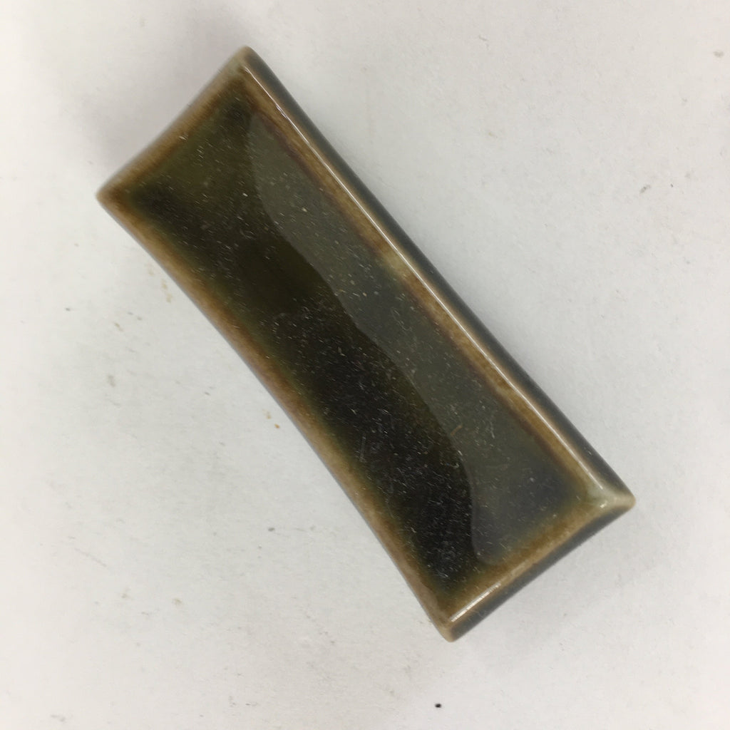 Japanese Porcelain Chopstick Rest Holder Vtg Brown Glaze Rectangle Hashioki CR22