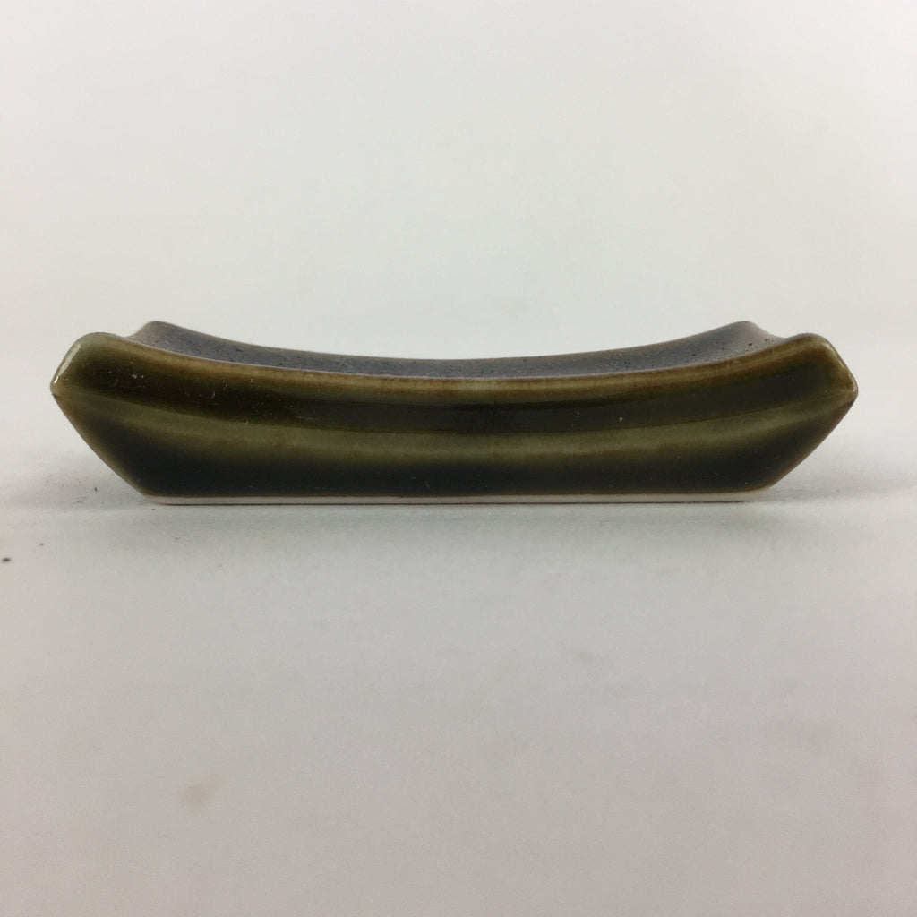 Japanese Porcelain Chopstick Rest Holder Vtg Brown Glaze Rectangle Hashioki CR22