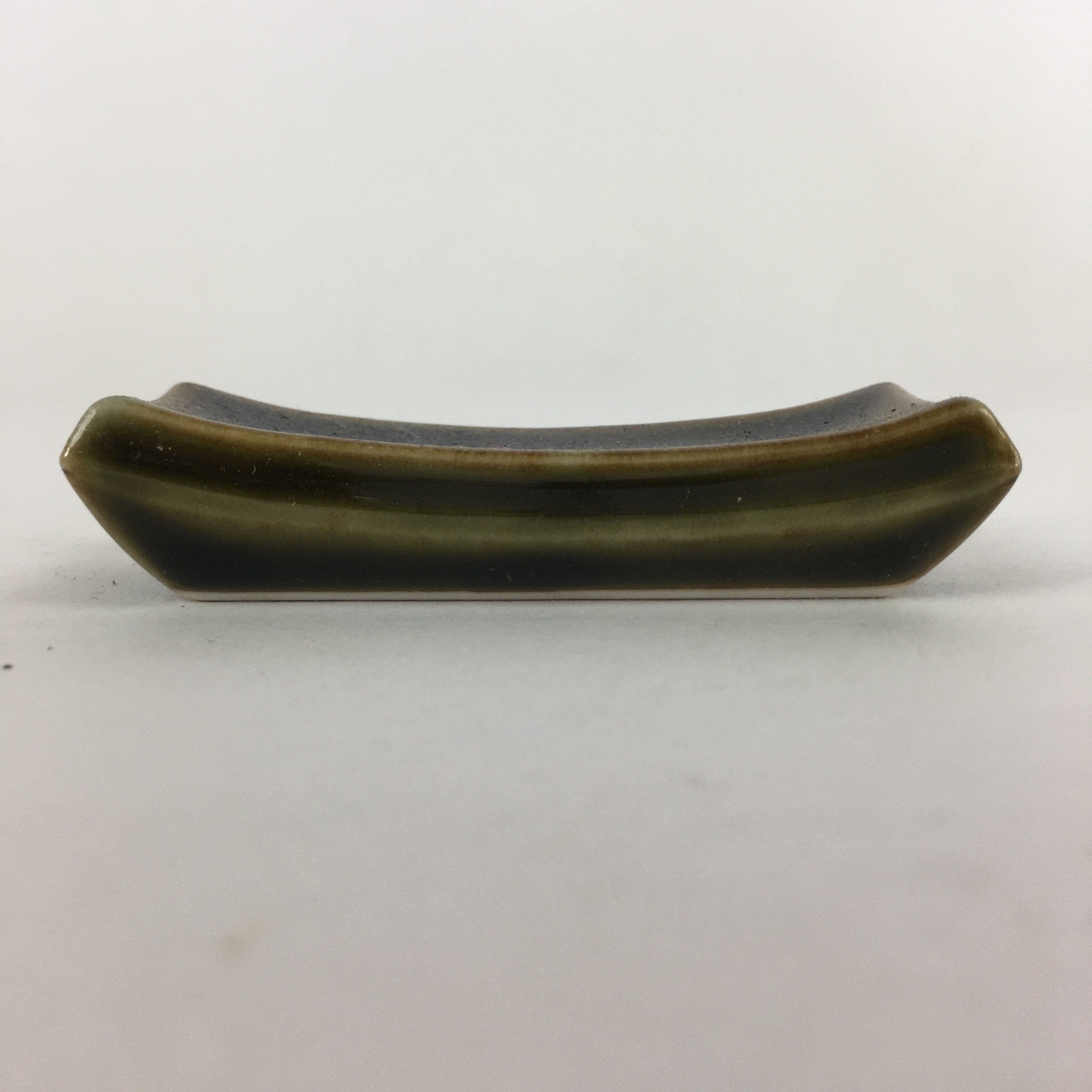 Japanese Porcelain Chopstick Rest Holder Vtg Brown Glaze Rectangle Hashioki CR22