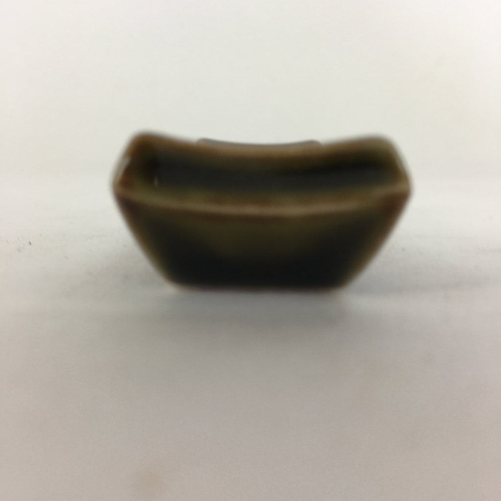 Japanese Porcelain Chopstick Rest Holder Vtg Brown Glaze Rectangle Hashioki CR22