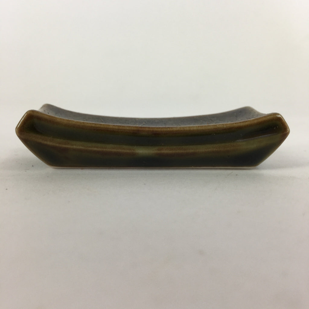Japanese Porcelain Chopstick Rest Holder Vtg Brown Glaze Rectangle Hashioki CR22