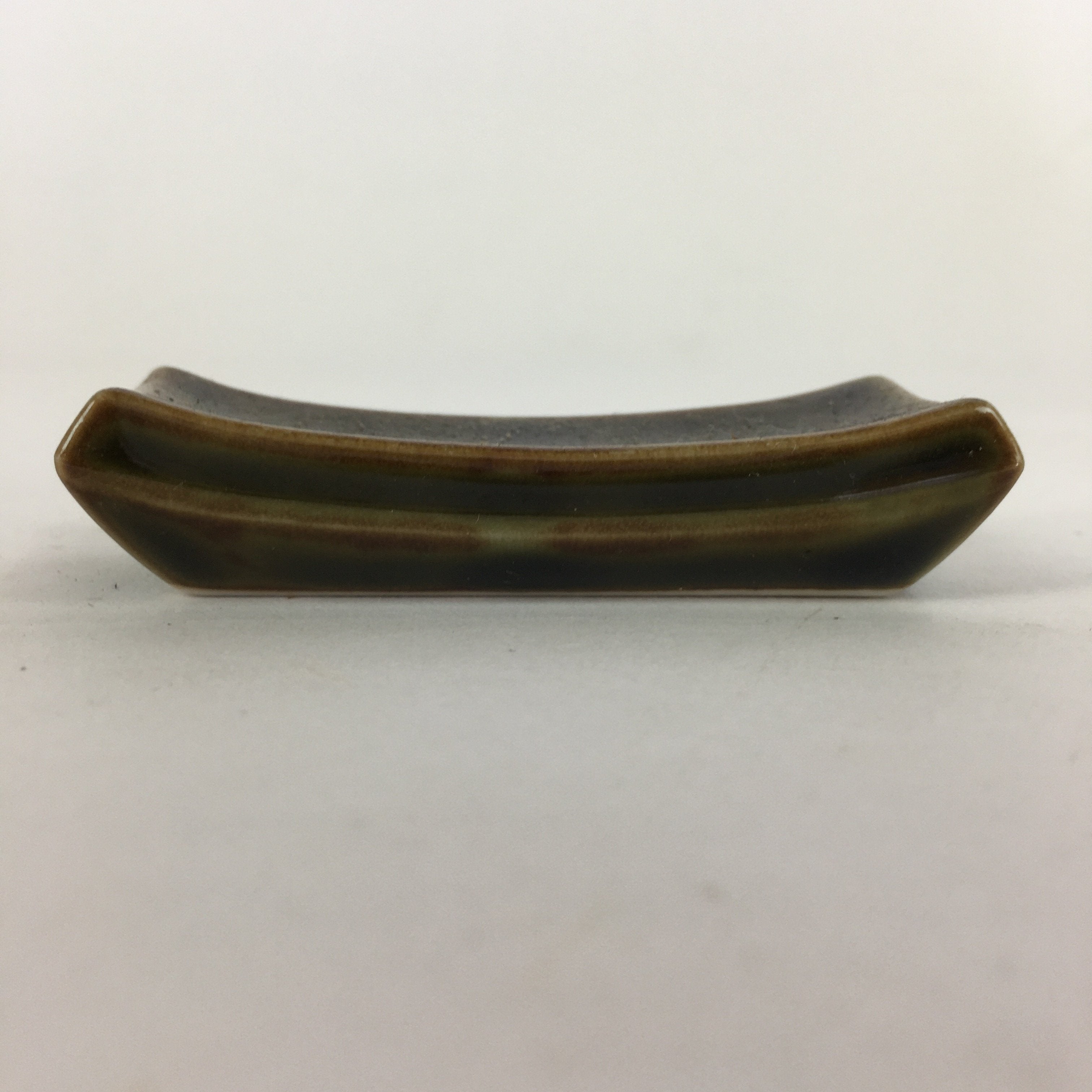 Japanese Porcelain Chopstick Rest Holder Vtg Brown Glaze Rectangle Hashioki CR22