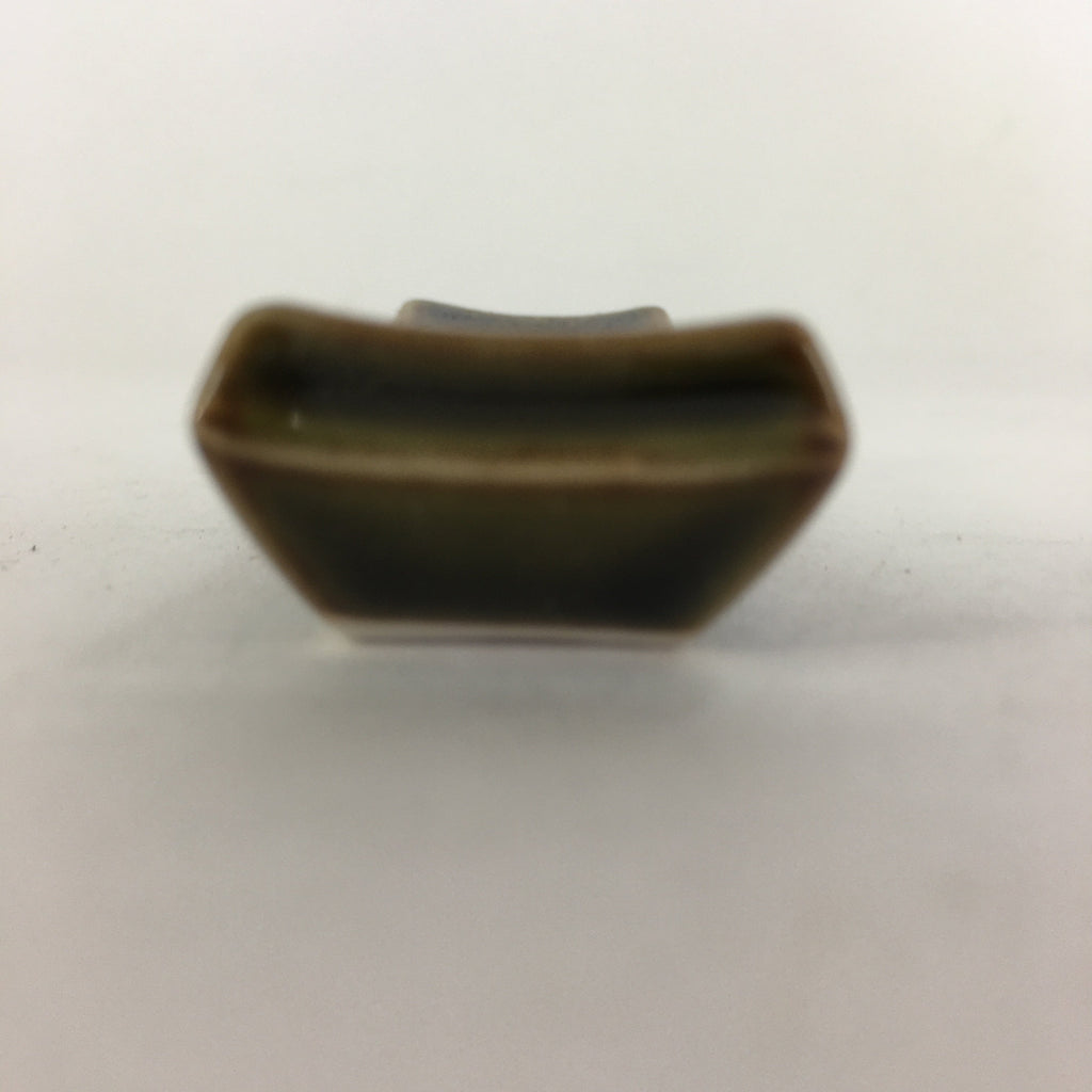 Japanese Porcelain Chopstick Rest Holder Vtg Brown Glaze Rectangle Hashioki CR22