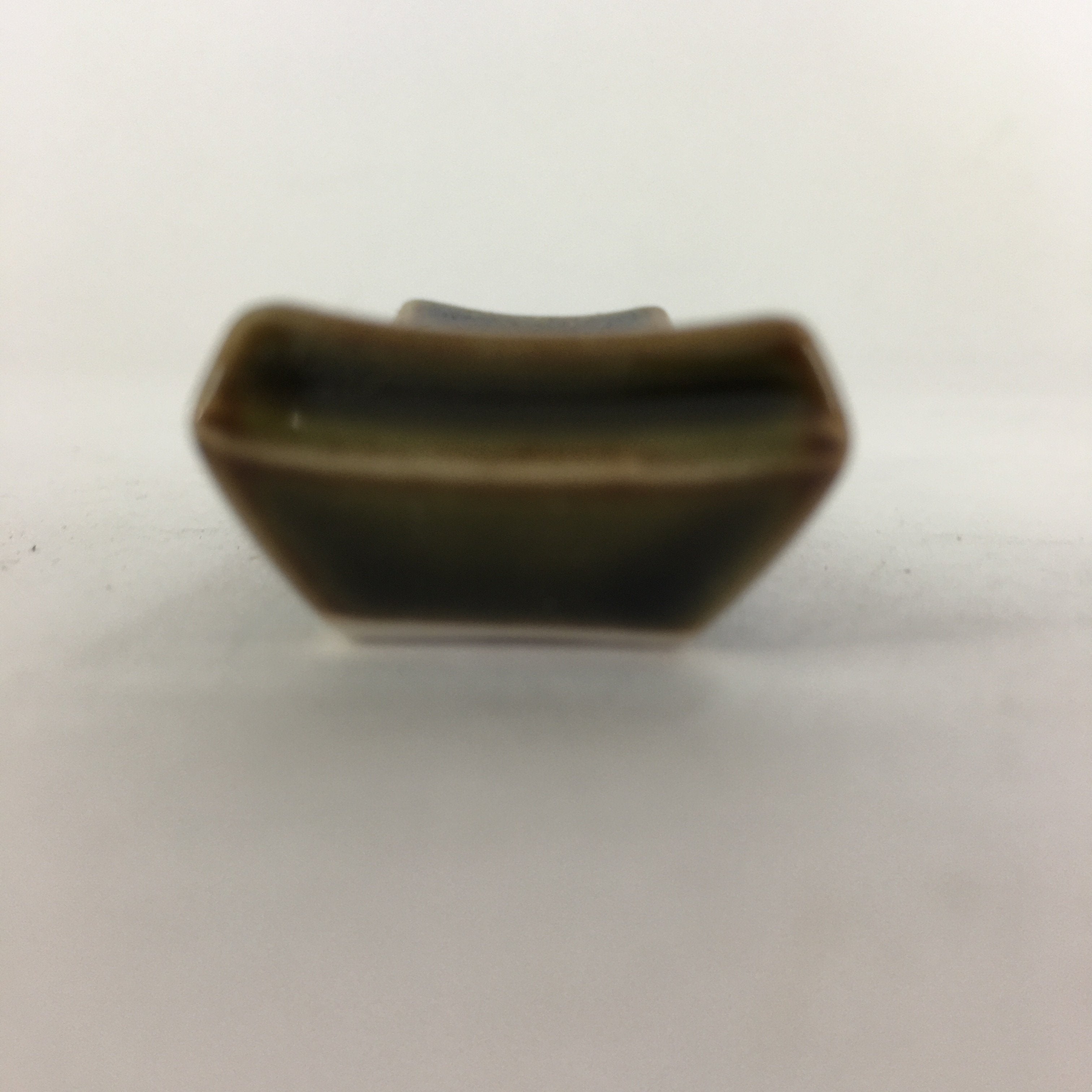 Japanese Porcelain Chopstick Rest Holder Vtg Brown Glaze Rectangle Hashioki CR22