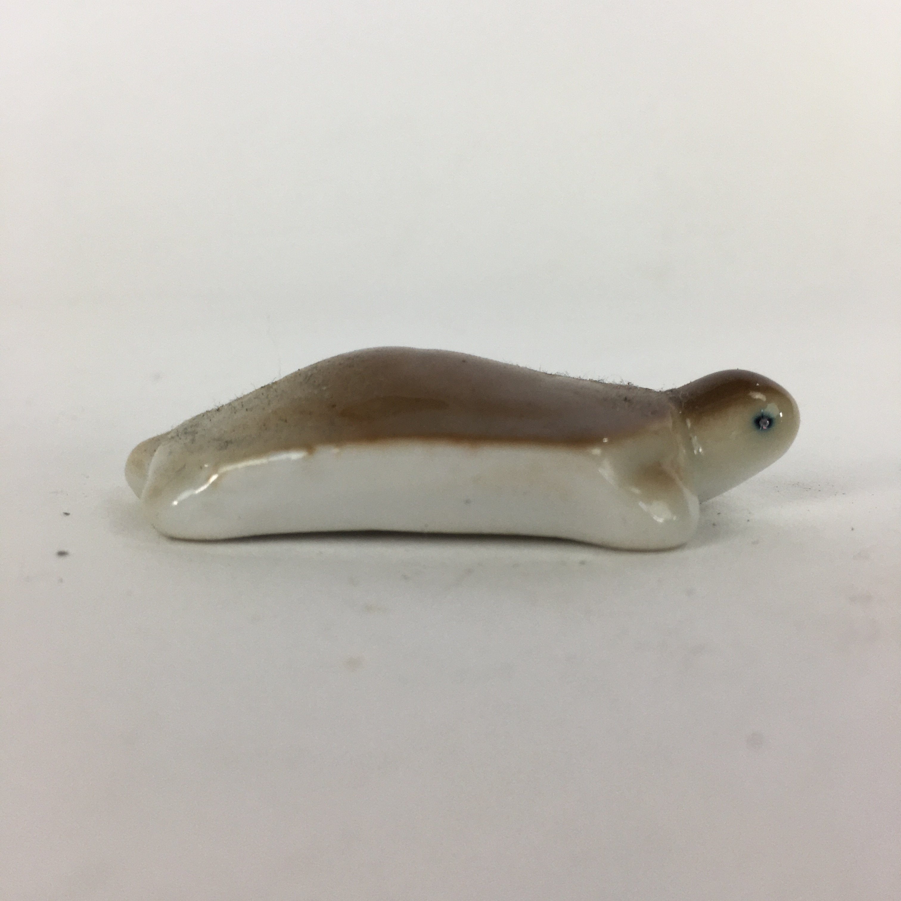 Japanese Porcelain Chopstick Rest Holder Vtg Brown turtle Shape Hashioki CR219
