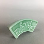 Japanese Porcelain Chopstick Rest Holder Vtg Fan Shape Handmade CR172