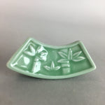 Japanese Porcelain Chopstick Rest Holder Vtg Fan Shape Handmade CR172