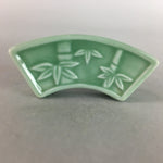 Japanese Porcelain Chopstick Rest Holder Vtg Fan Shape Handmade CR172