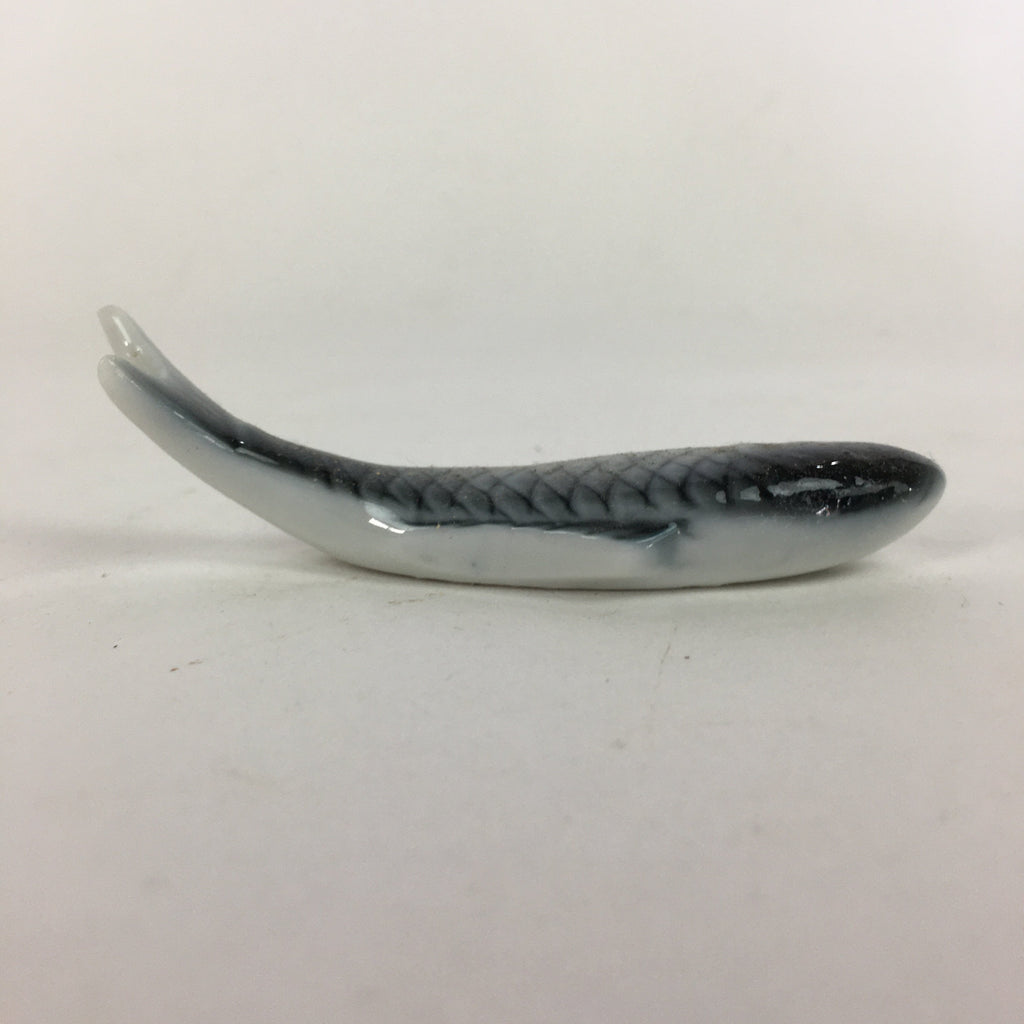 Japanese Porcelain Chopstick Rest Holder Vtg Gray Fish Shape Hashioki CR217