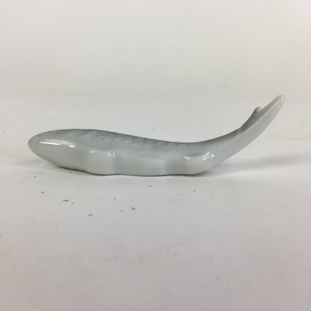 Japanese Porcelain Chopstick Rest Holder Vtg Gray Fish Shape Hashioki CR218