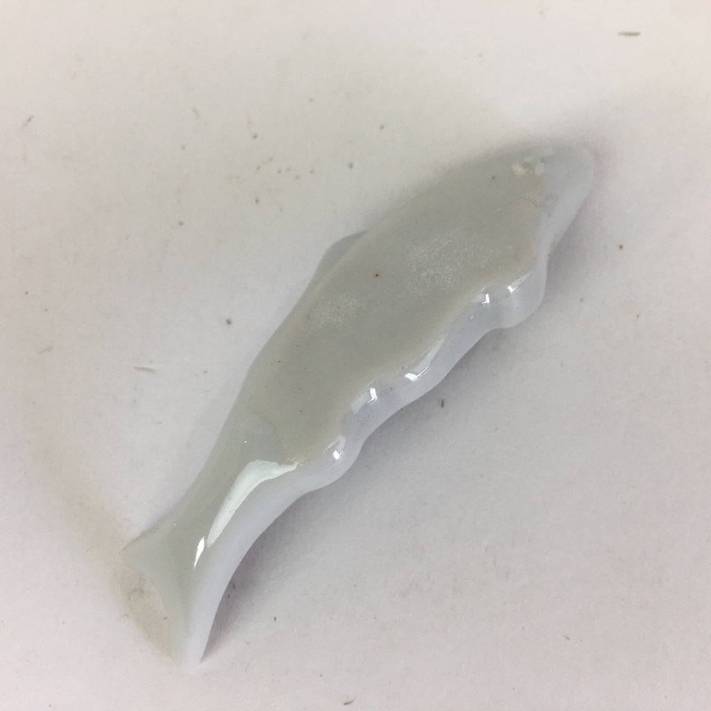 Japanese Porcelain Chopstick Rest Holder Vtg Gray Fish Shape Hashioki CR218