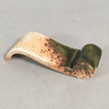 Japanese Porcelain Chopstick Rest Holder Vtg Green Brown Scroll CR194