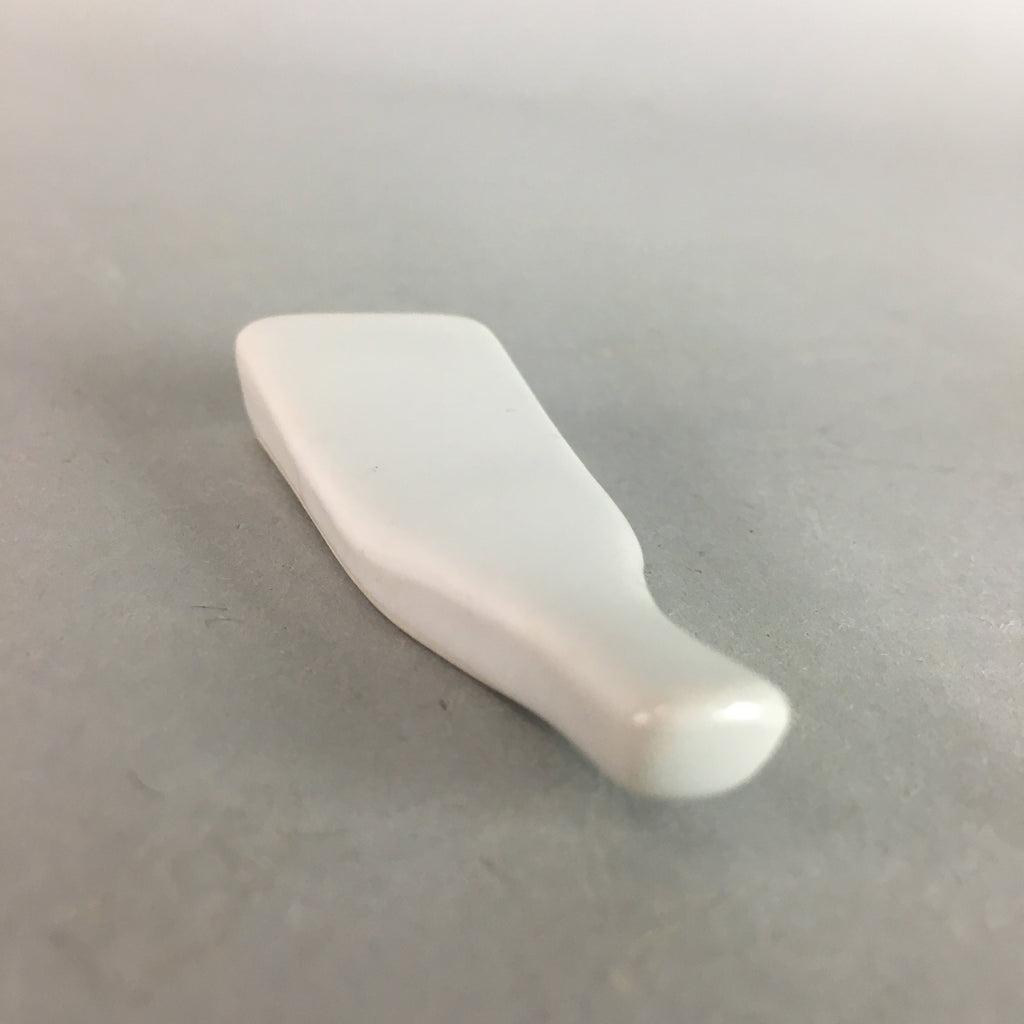 Japanese Porcelain Chopstick Rest Holder Vtg Hagoita White Paddle Handmade CR186