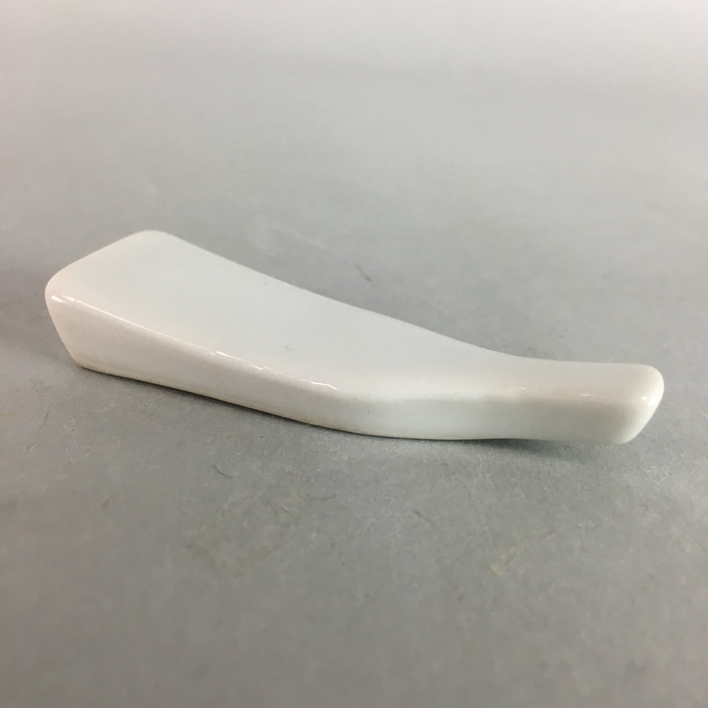 Japanese Porcelain Chopstick Rest Holder Vtg Hagoita White Paddle Handmade CR186