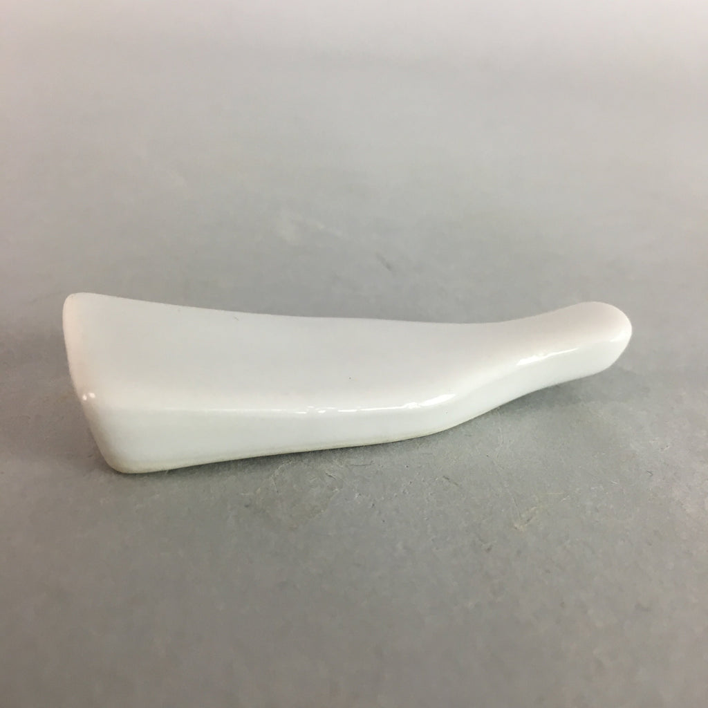 Japanese Porcelain Chopstick Rest Holder Vtg Hagoita White Paddle Handmade CR186