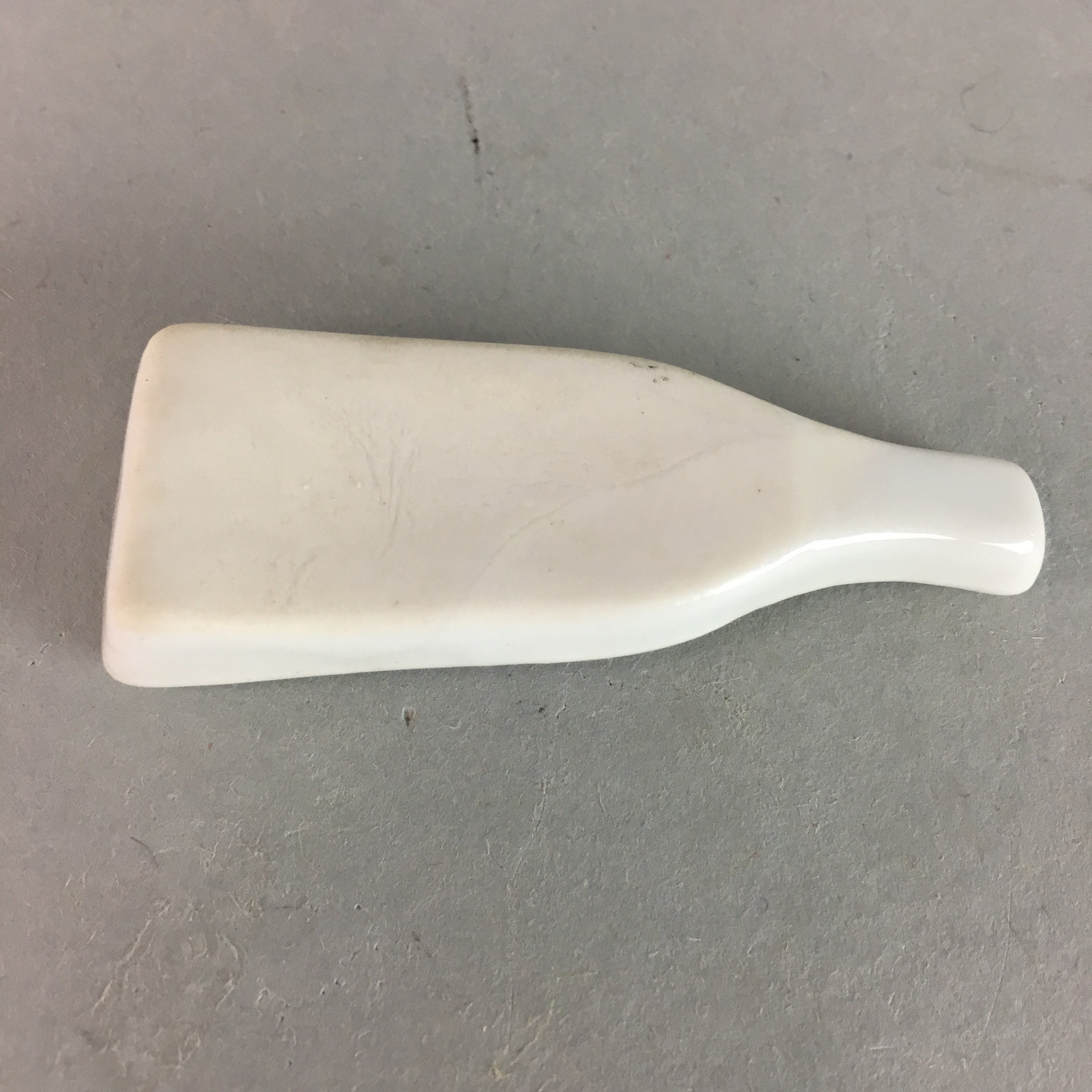 Japanese Porcelain Chopstick Rest Holder Vtg Hagoita White Paddle Handmade CR186