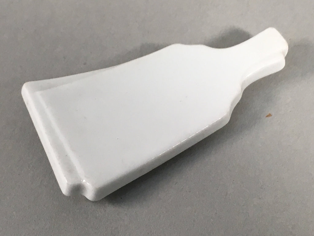 Japanese Porcelain Chopstick Rest Holder Vtg Hagoita White Paddle Handmade CR193