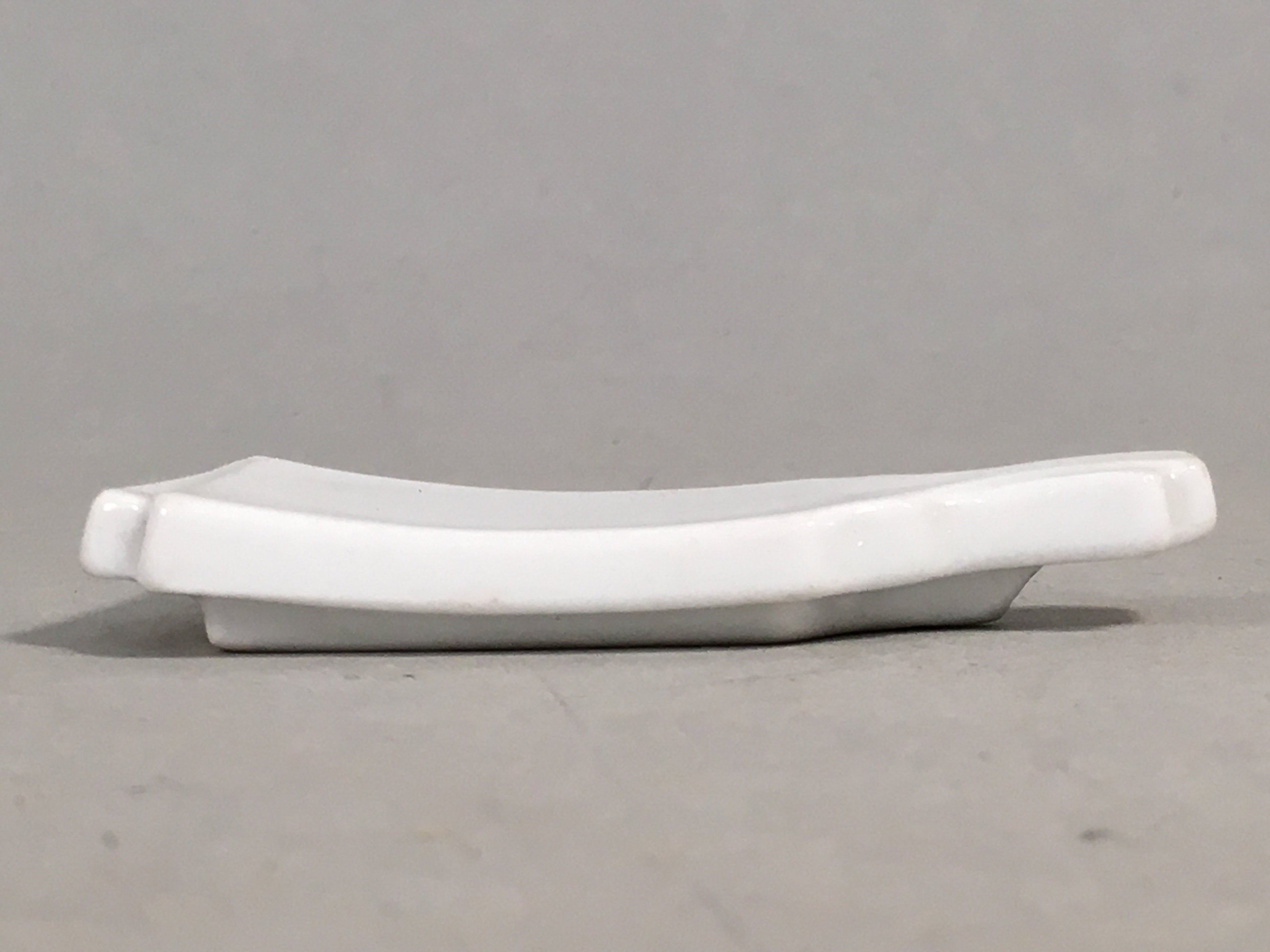 Japanese Porcelain Chopstick Rest Holder Vtg Hagoita White Paddle Handmade CR193