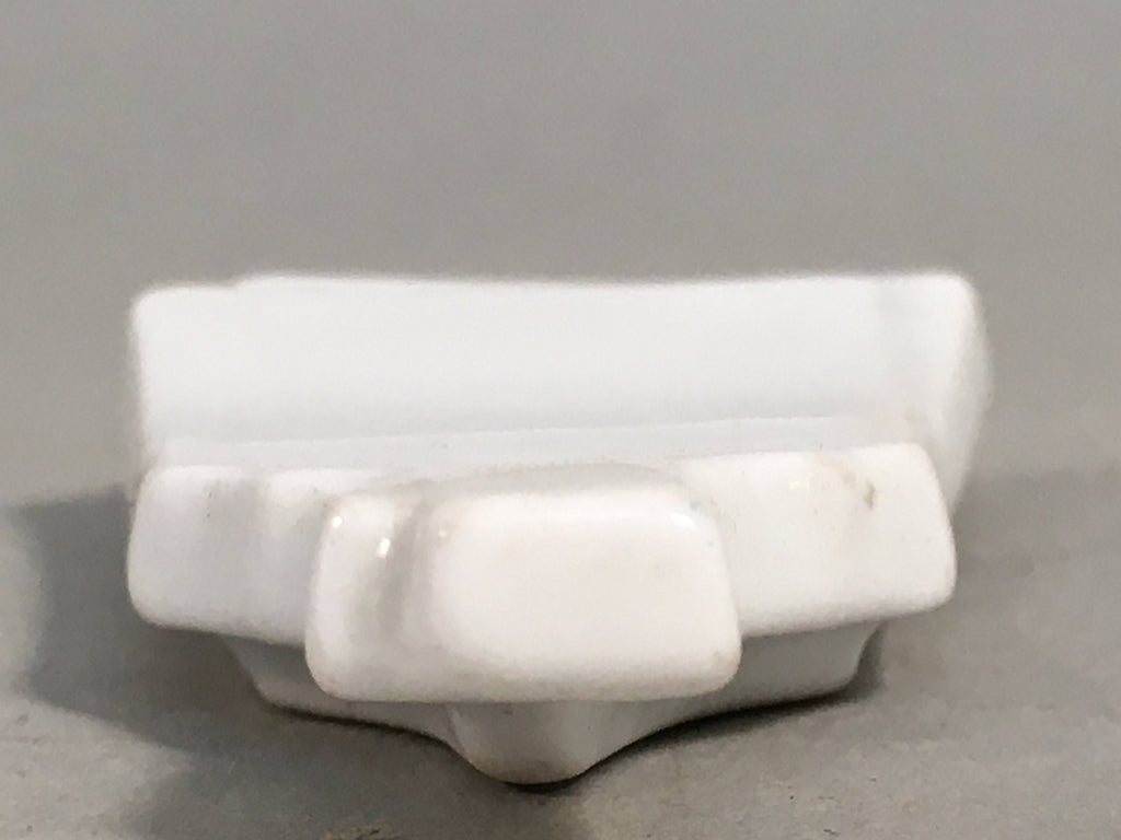 Japanese Porcelain Chopstick Rest Holder Vtg Hagoita White Paddle Handmade CR193