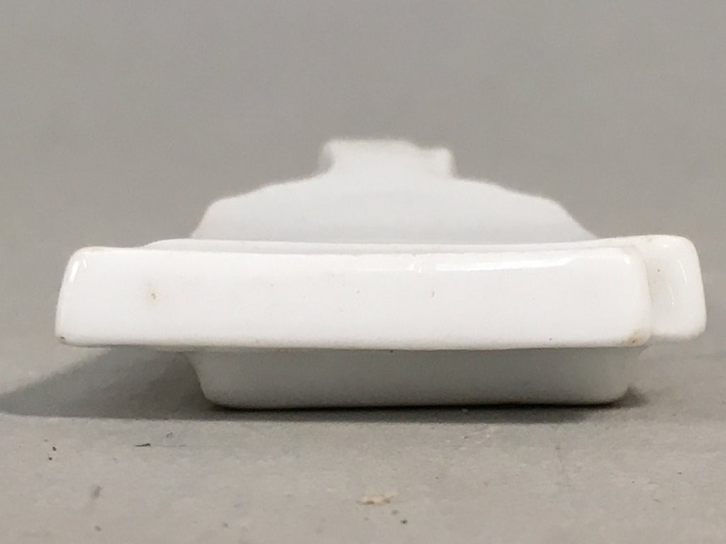 Japanese Porcelain Chopstick Rest Holder Vtg Hagoita White Paddle Handmade CR193