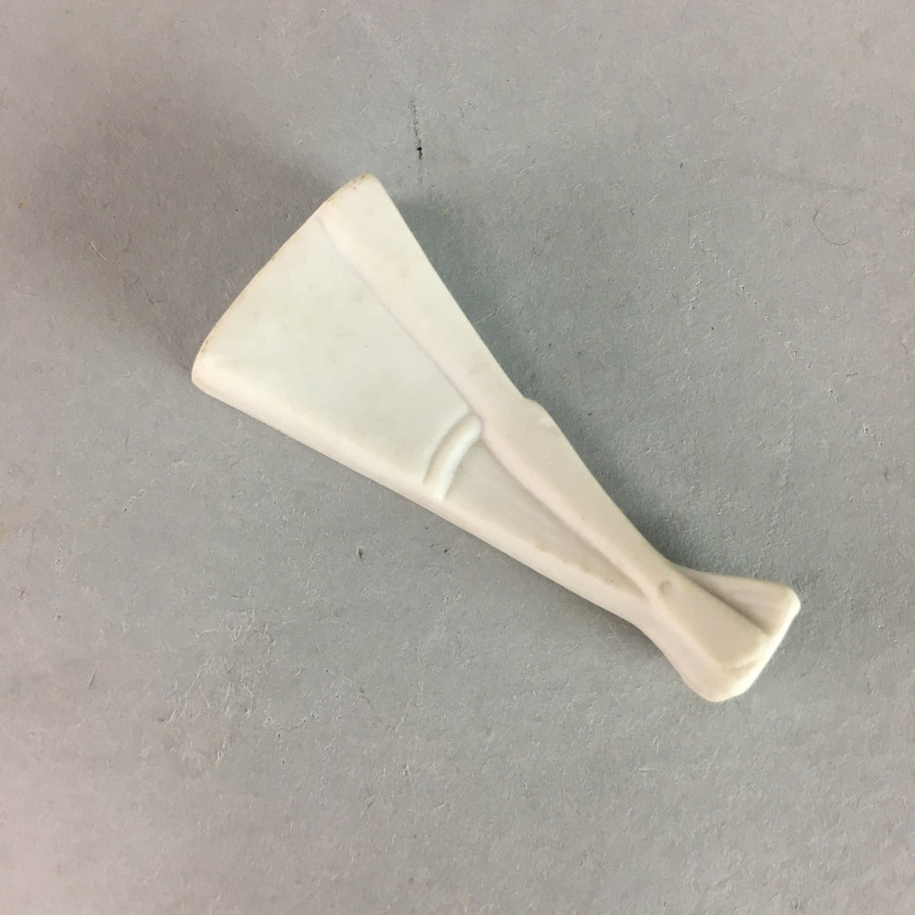 Japanese Porcelain Chopstick Rest Holder Vtg Hashioki Fan Handmade CR177
