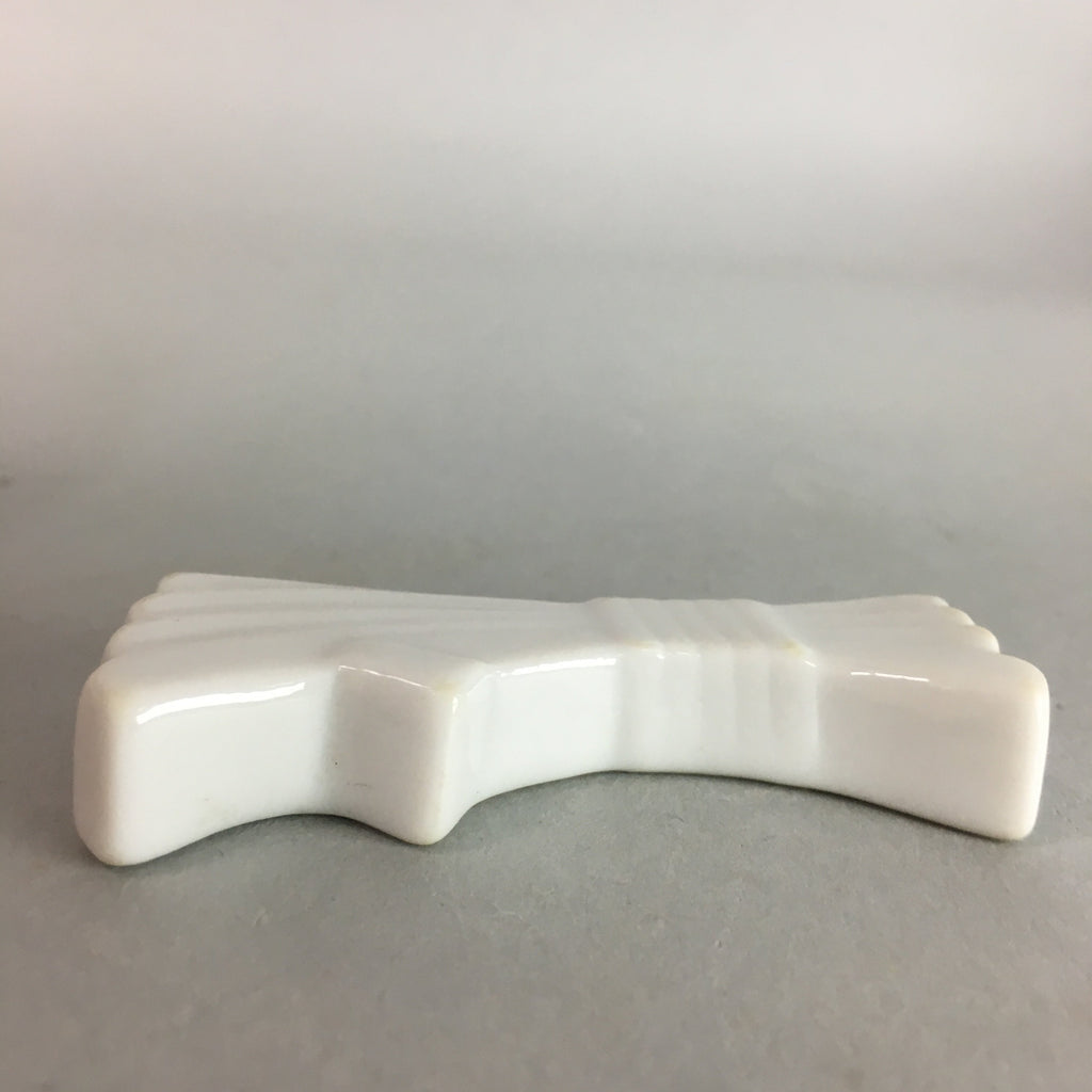 Japanese Porcelain Chopstick Rest Holder Vtg Hashioki Ribbon Handmade CR160