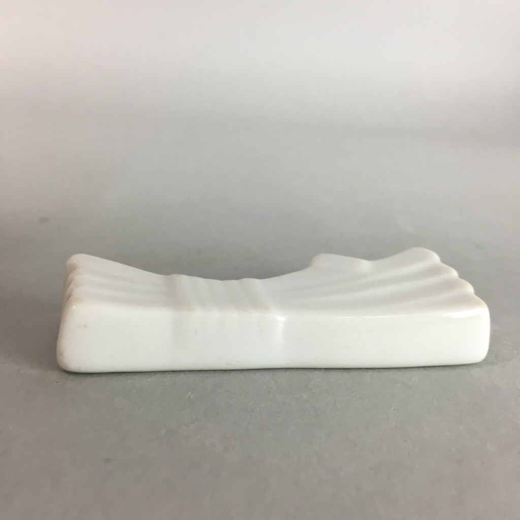 Japanese Porcelain Chopstick Rest Holder Vtg Hashioki Ribbon Handmade CR160