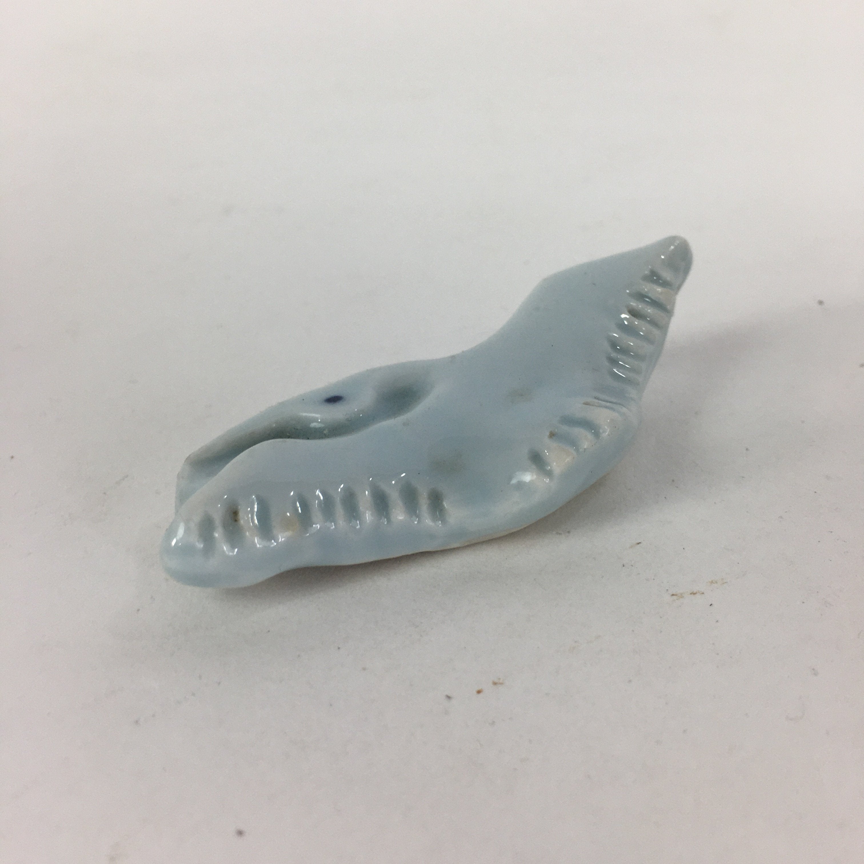 Japanese Porcelain Chopstick Rest Holder Vtg Light Blue Crane Hashioki CR235